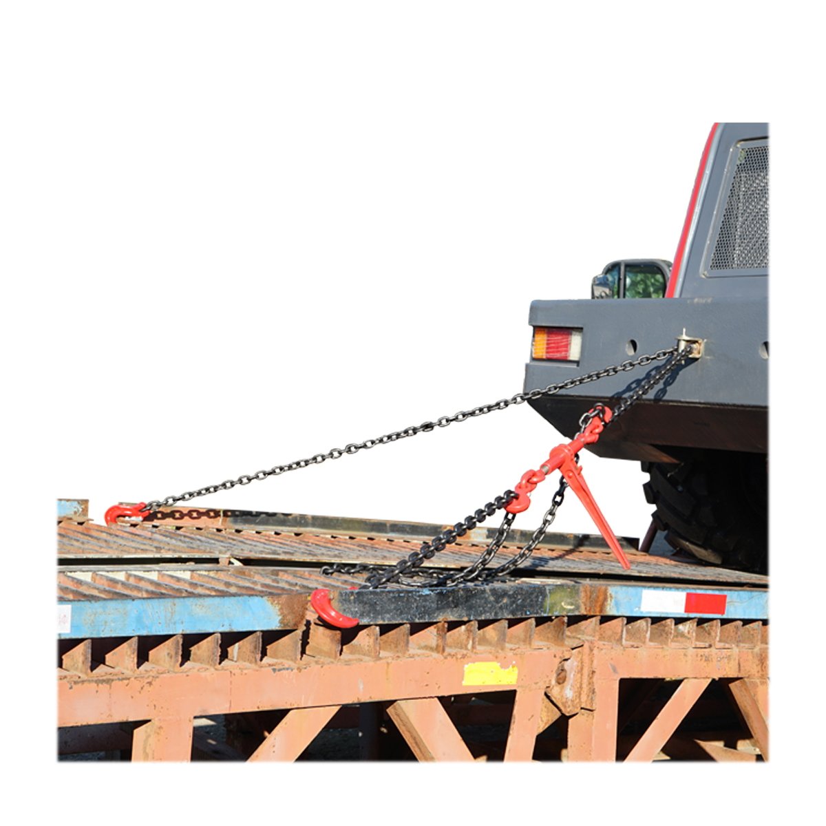 Lant ancorare pentru utilaje grele cu dispozitiv de tensionare pe clichet, greutate suportata 10T, lungime lant 4m, grosime zala fi 13mm